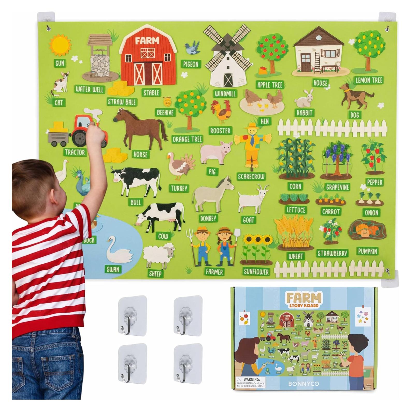 Tablero de Fieltro Educativo Bonnyco Granja 115x82 cm 92 Piezas