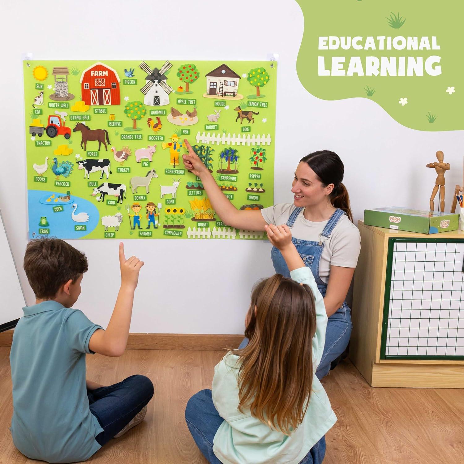 Tablero de Fieltro Educativo Bonnyco Granja 115x82 cm 92 Piezas