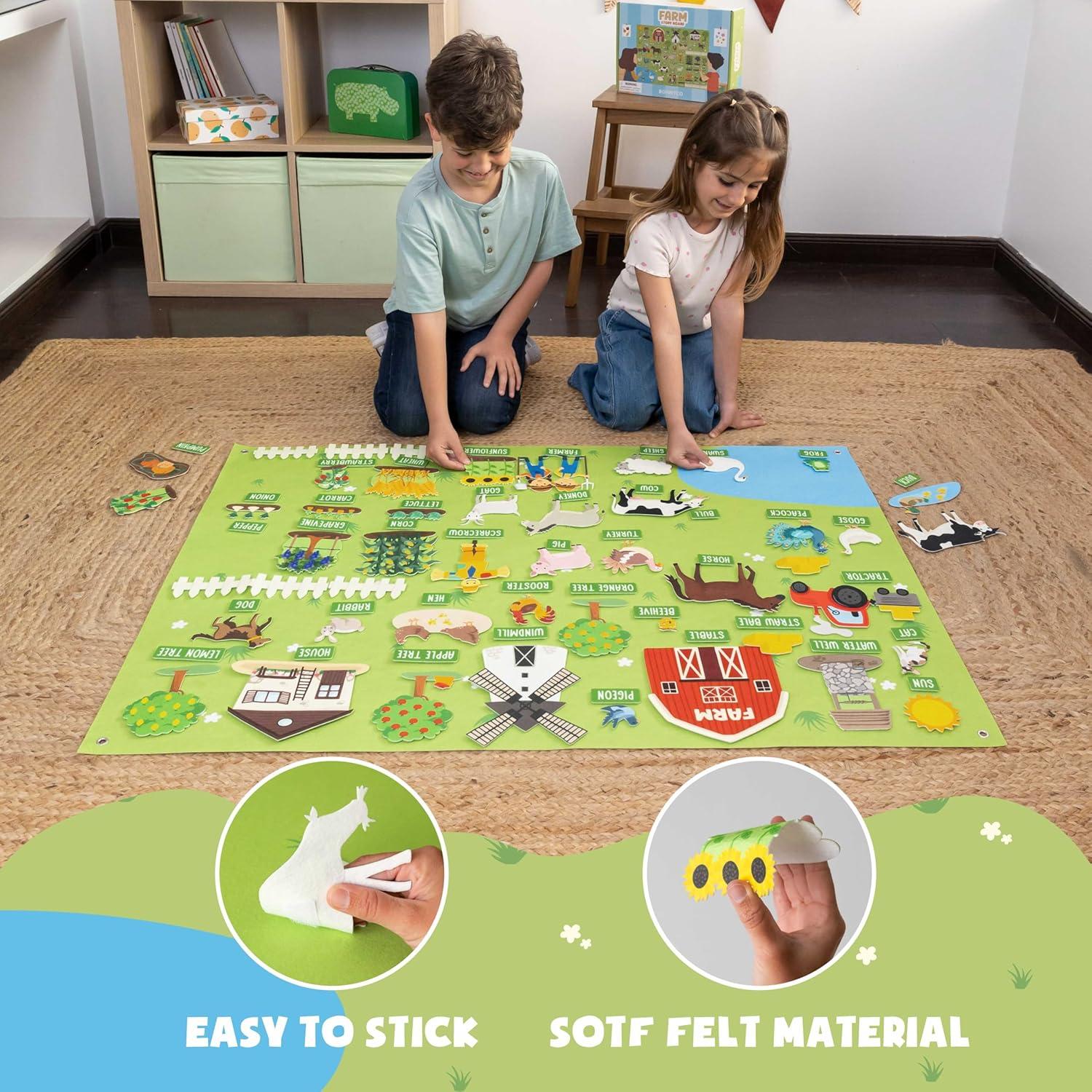 Tablero de Fieltro Educativo Bonnyco Granja 115x82 cm 92 Piezas
