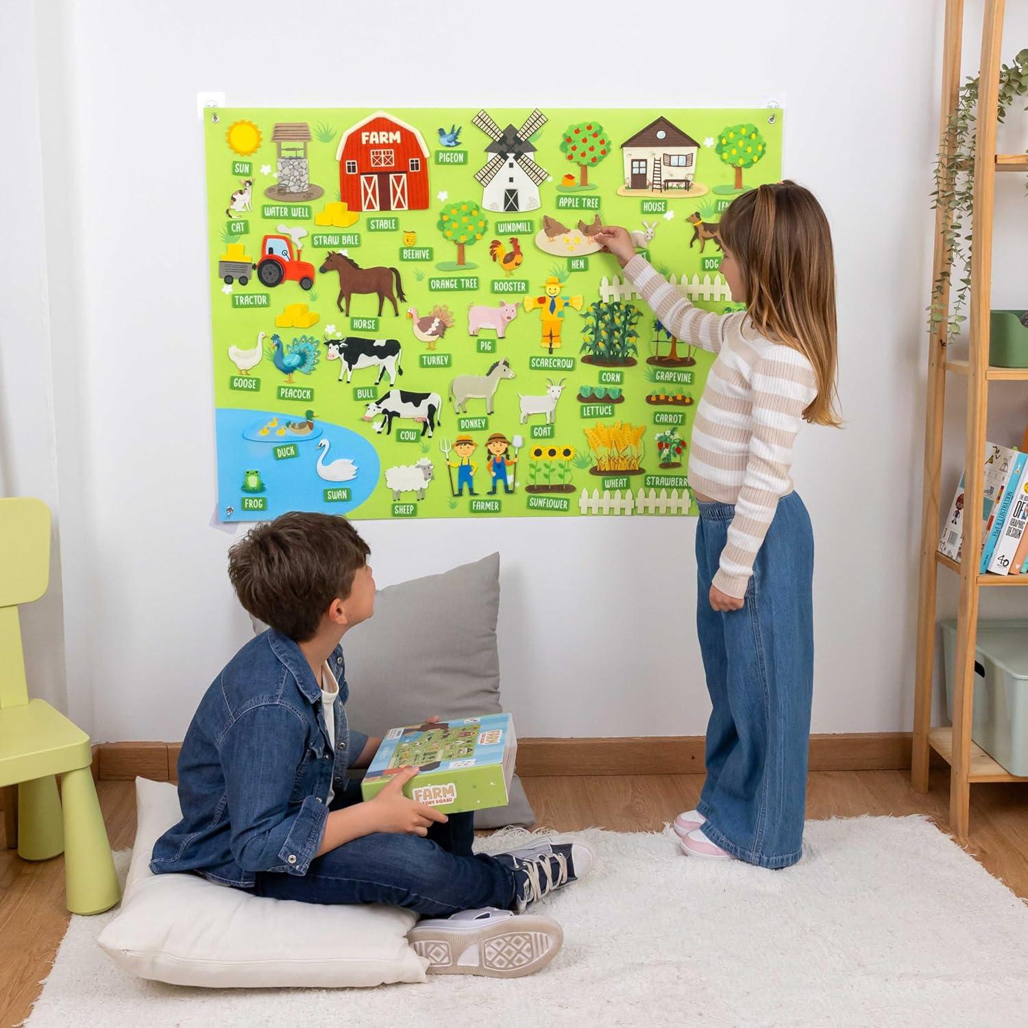 Tablero de Fieltro Educativo Bonnyco Granja 115x82 cm 92 Piezas