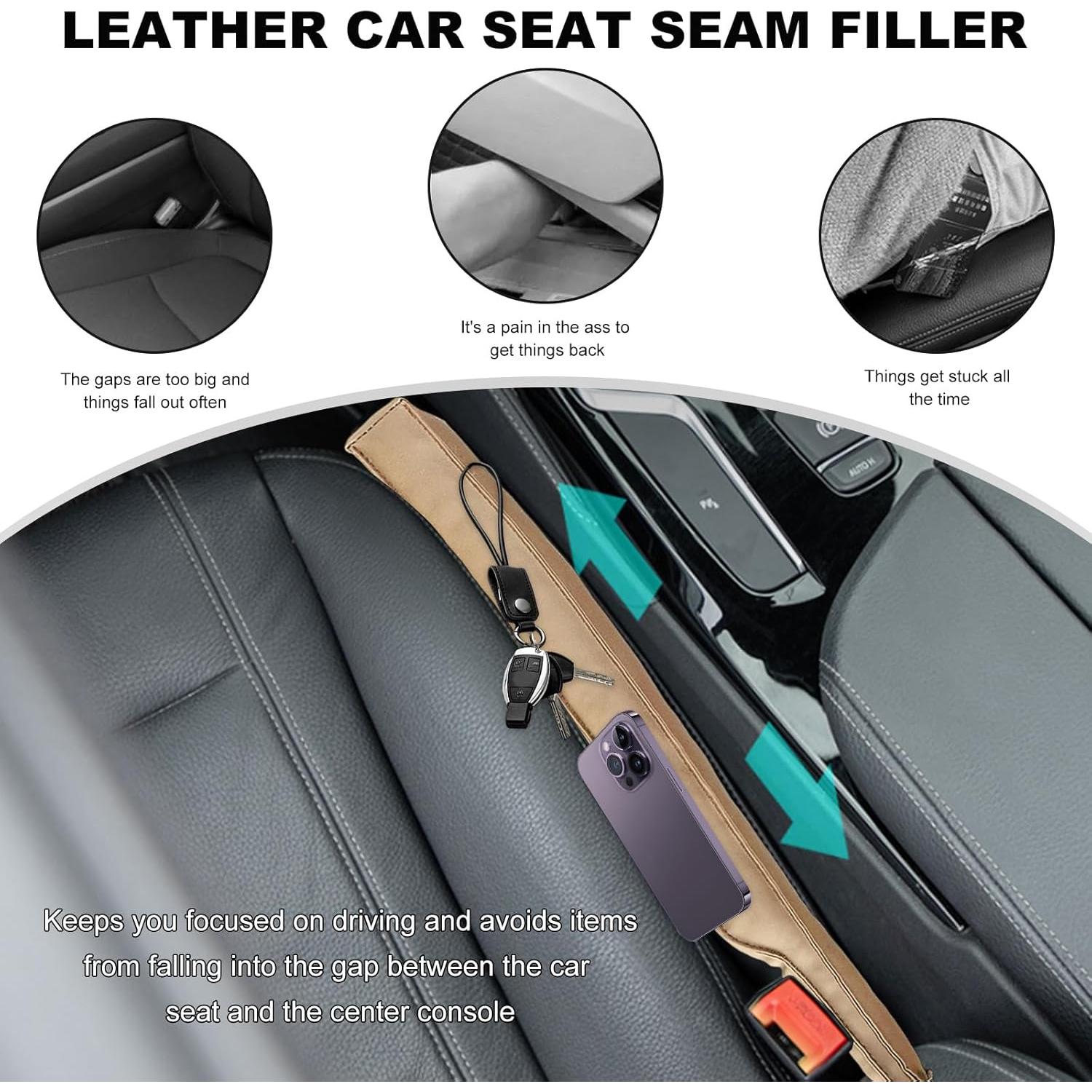 Relleno de Espacio entre Asientos de Cuero FSTURIOS 2 PCS Beige