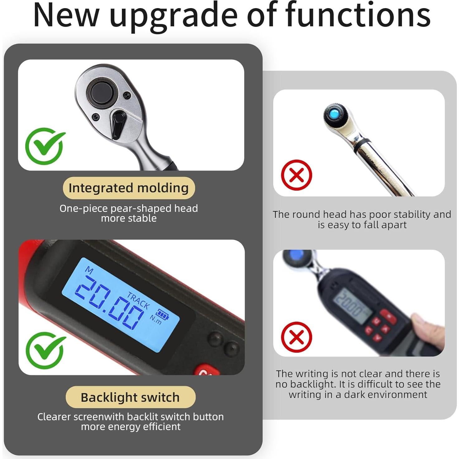 Llave de Torque Digital DESHIL 3/8" 6.8-135N.m con Luz LED