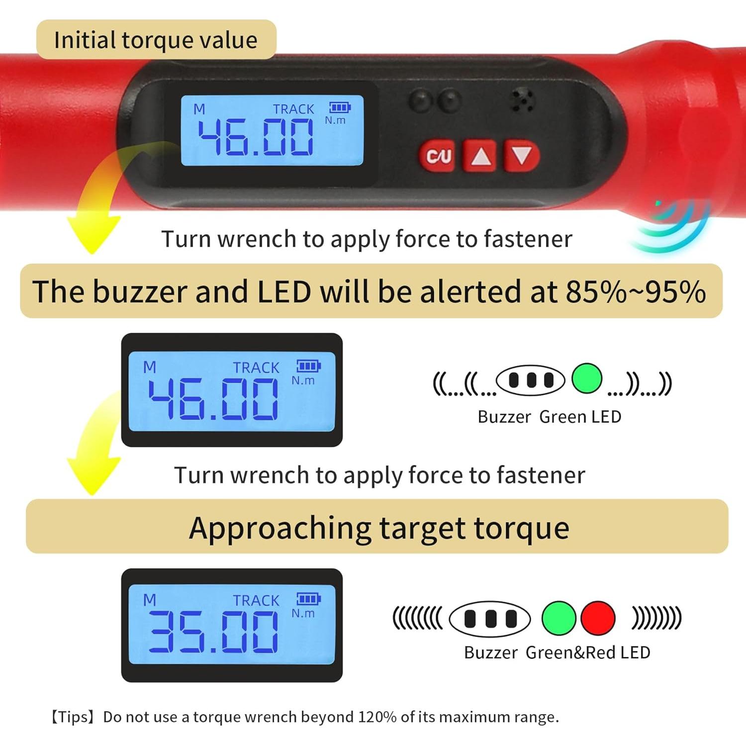 Llave de Torque Digital DESHIL 3/8" 6.8-135N.m con Luz LED