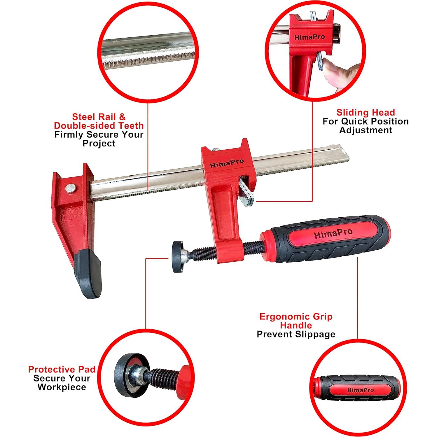 Juego de Abrazaderas HimaPro 15 cm, 4 Piezas, 272 kg