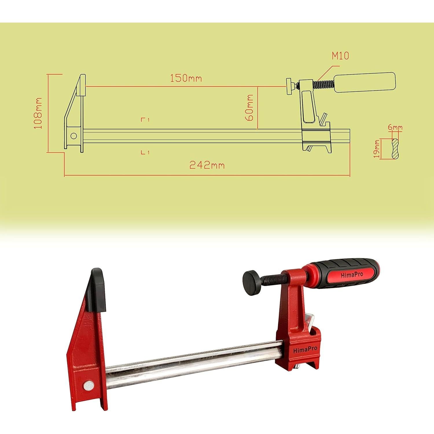 Juego de Abrazaderas HimaPro 15 cm, 4 Piezas, 272 kg