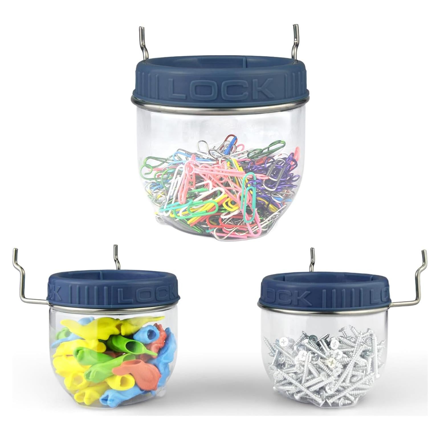 Organizador de Tablero de Clavos G.CORE - 3 Tarros Transparentes 500ml