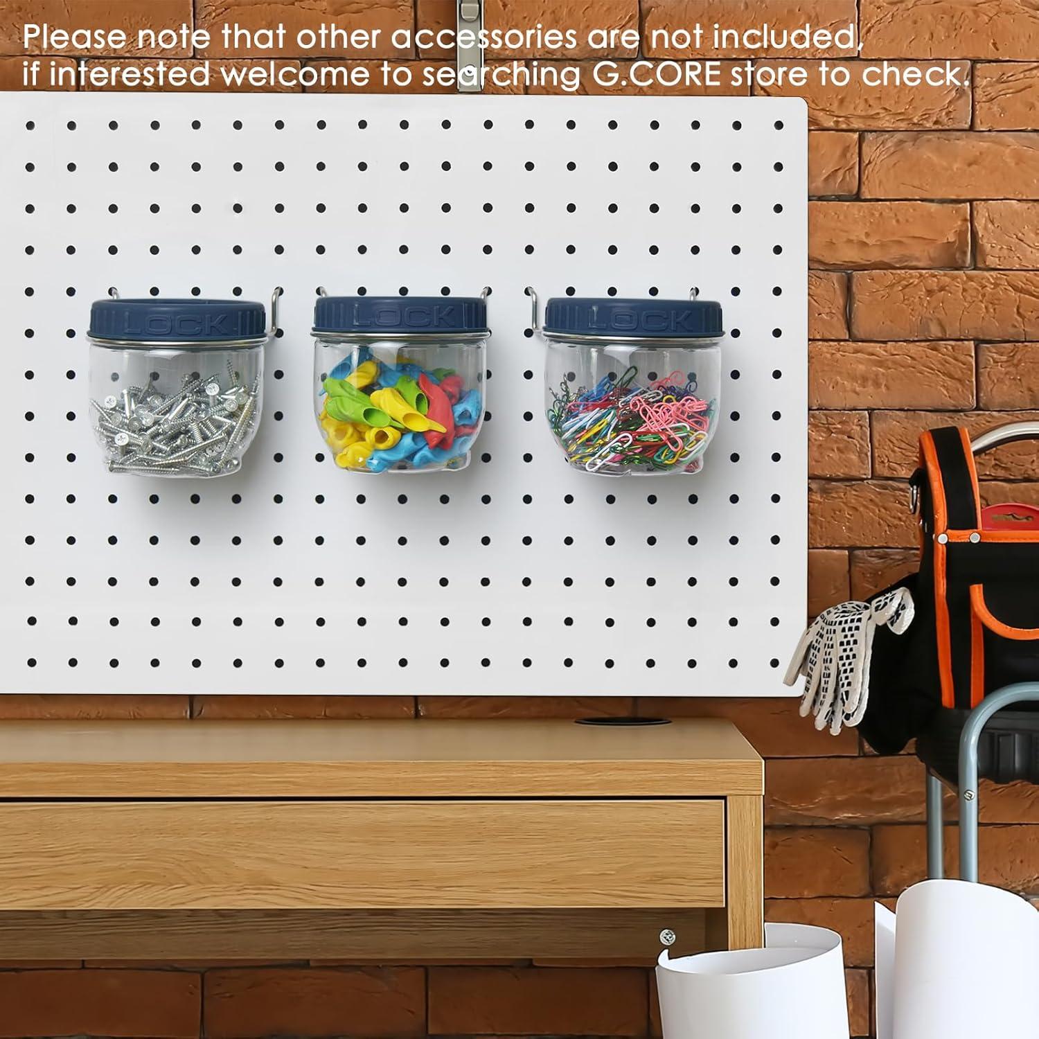 Organizador de Tablero de Clavos G.CORE - 3 Tarros Transparentes 500ml