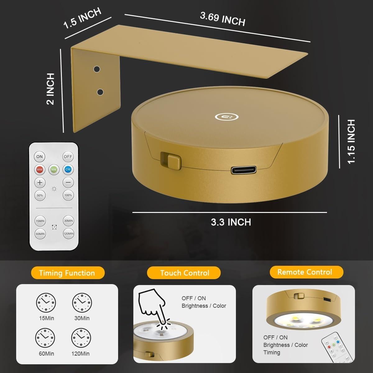 Luces LED Recargables EUIOKUN para Arte en Pared, 2 Paquete