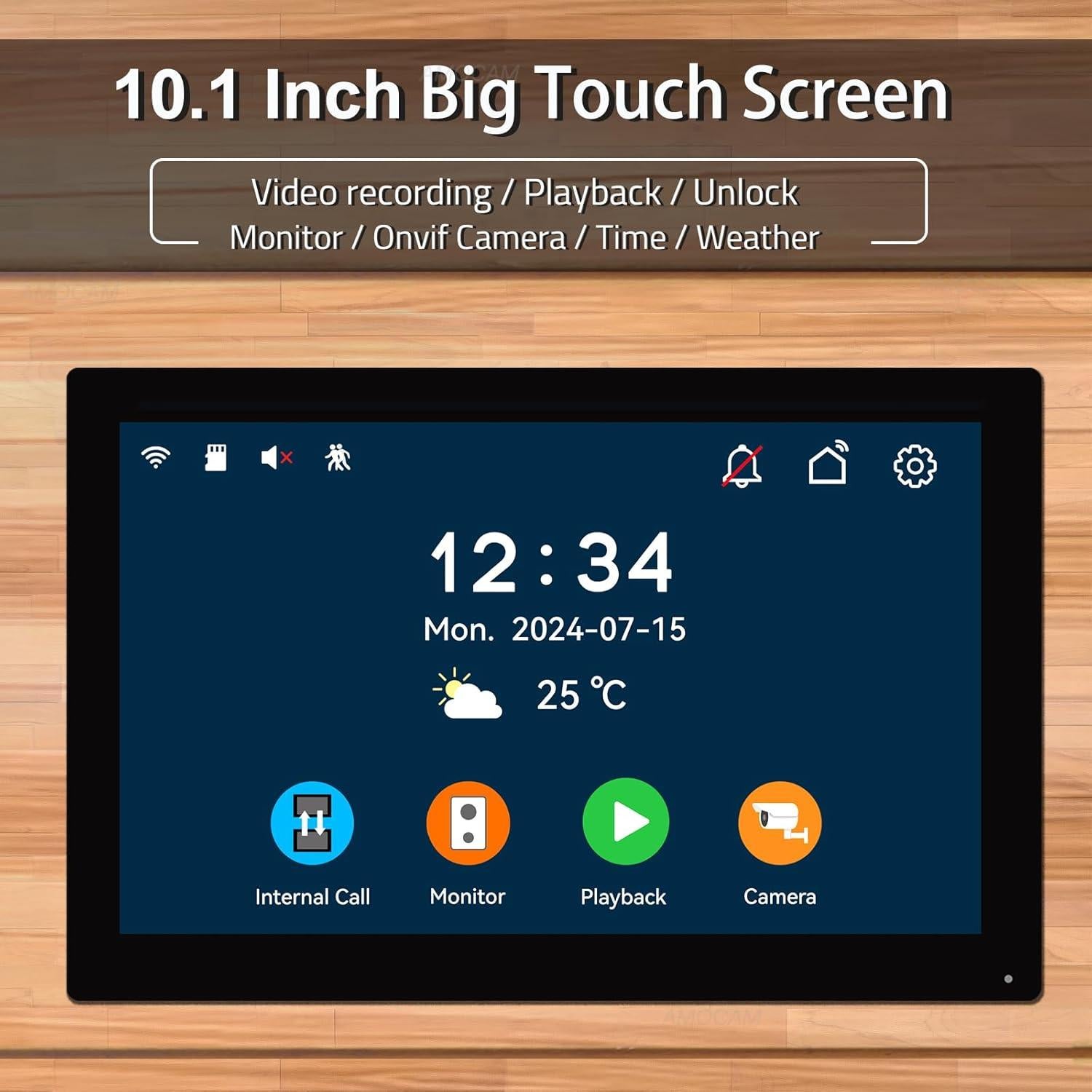 Intercomunicador de Video WiFi AMOCAM 10.1" 1080P con Detección de Movimiento
