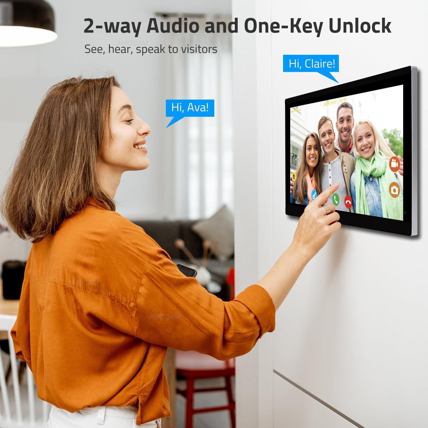 Intercomunicador de Video WiFi AMOCAM 10.1" 1080P con Detección de Movimiento