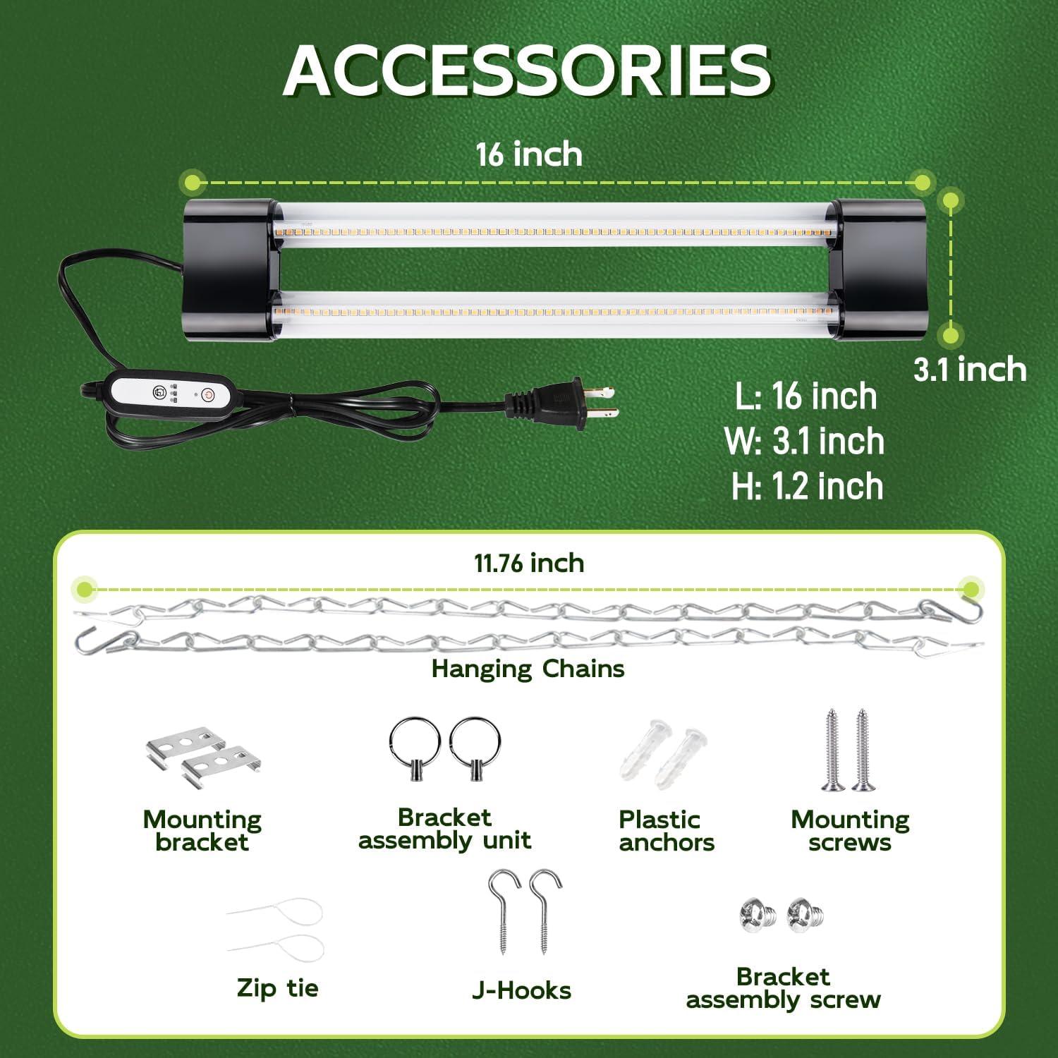 Luces de Cultivo LED Hlite 40.64cm 2 Pack con Temporizador