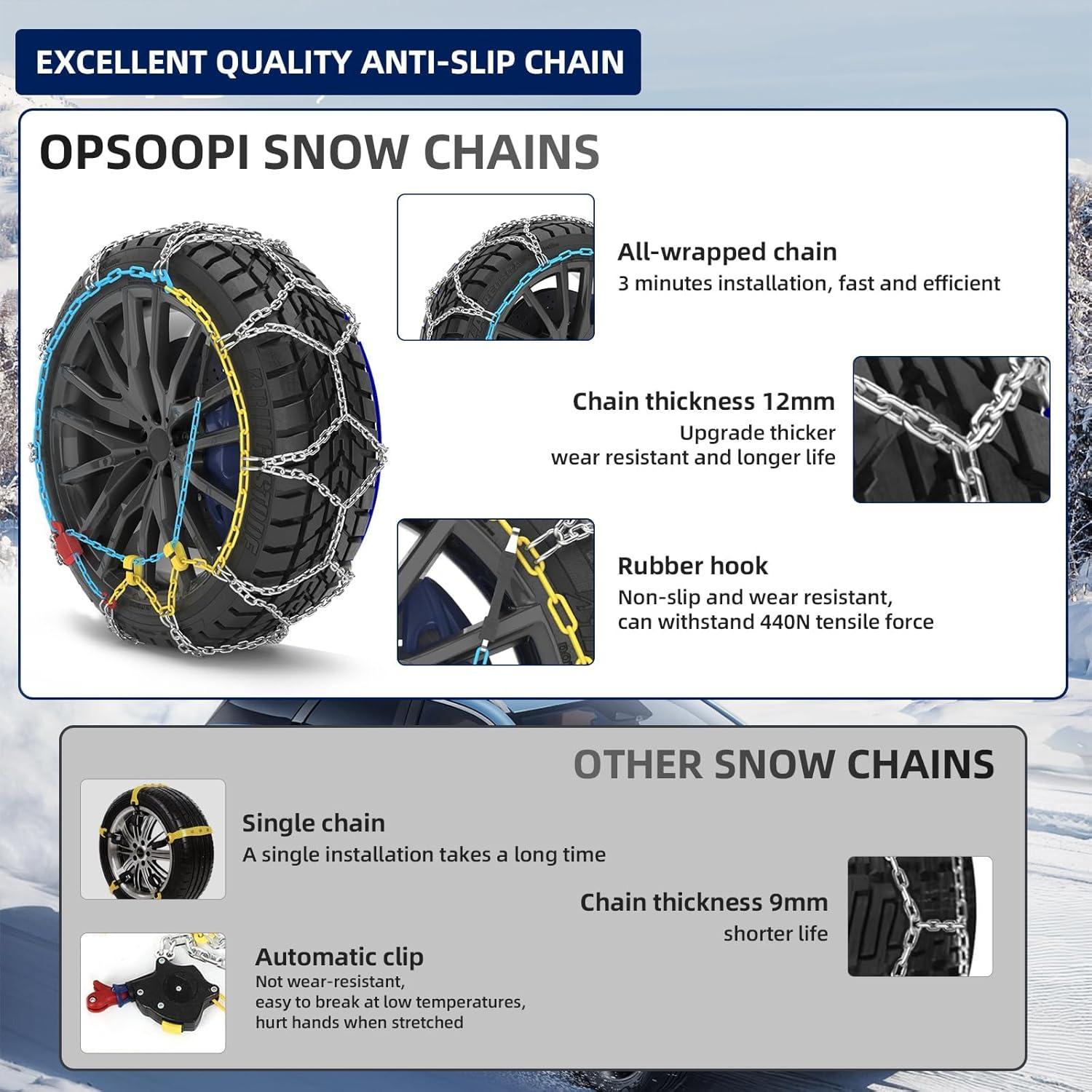 Cadenas para Nieve OPSOOPI HKN120 Antideslizantes 12mm