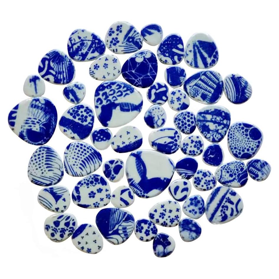 Azulejos de Cerámica Ricytnig Ovalados Azul y Blanco 0.45kg
