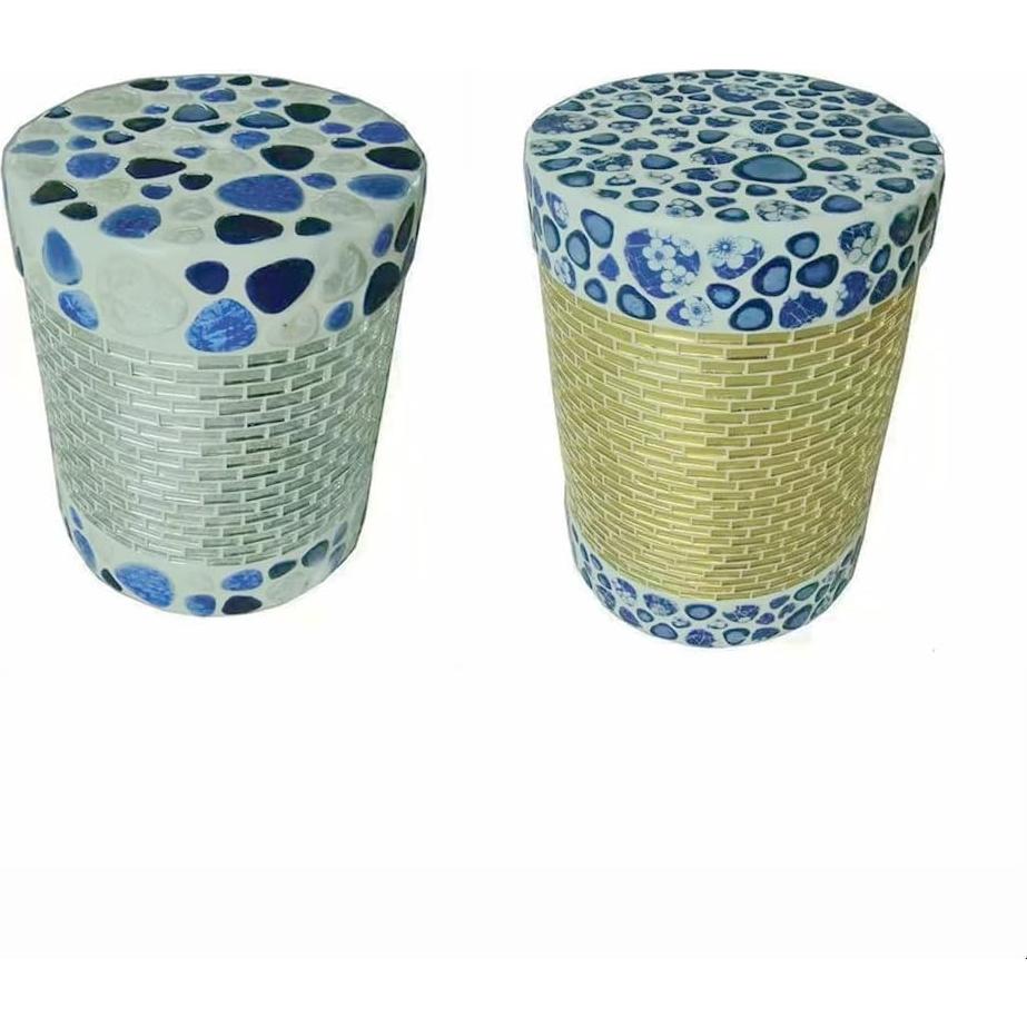 Azulejos de Cerámica Ricytnig Ovalados Azul y Blanco 0.45kg