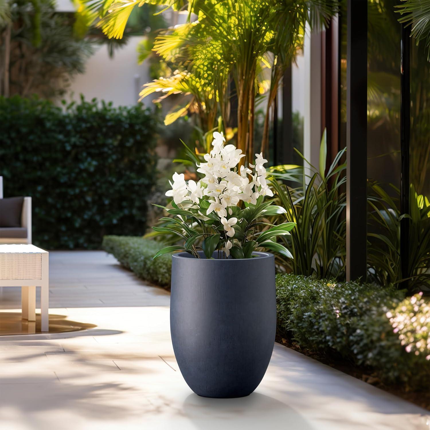 Maceta de Concreto Kante 55 cm Azul Antiguo con Drenaje