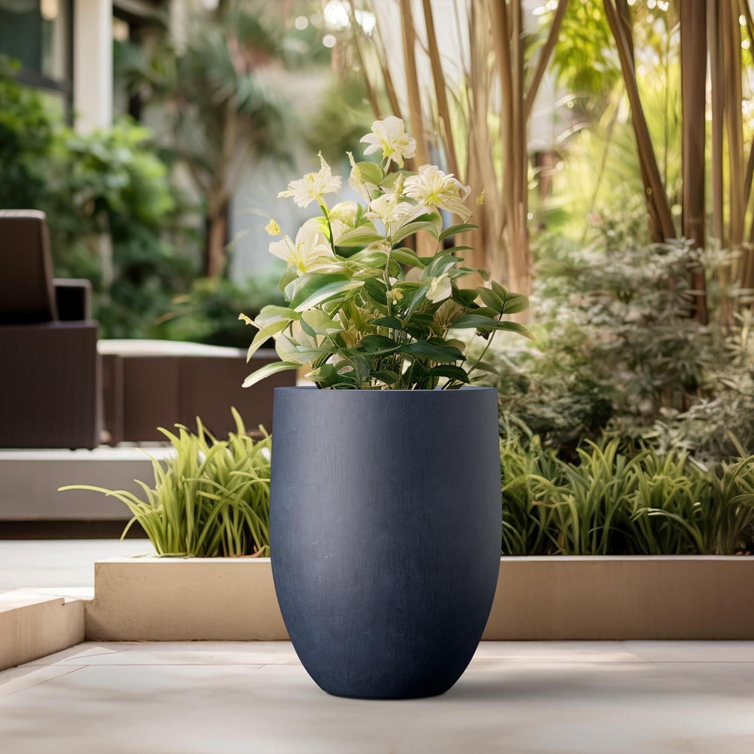 Maceta de Concreto Kante 55 cm Azul Antiguo con Drenaje