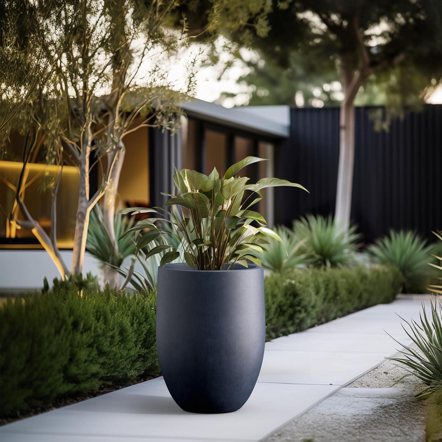 Maceta de Concreto Kante 55 cm Azul Antiguo con Drenaje