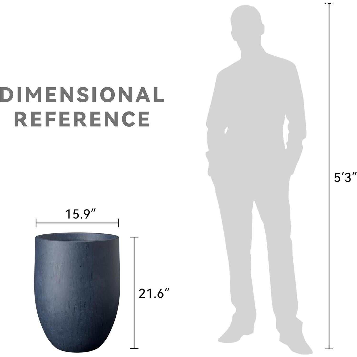 Maceta de Concreto Kante 55 cm Azul Antiguo con Drenaje