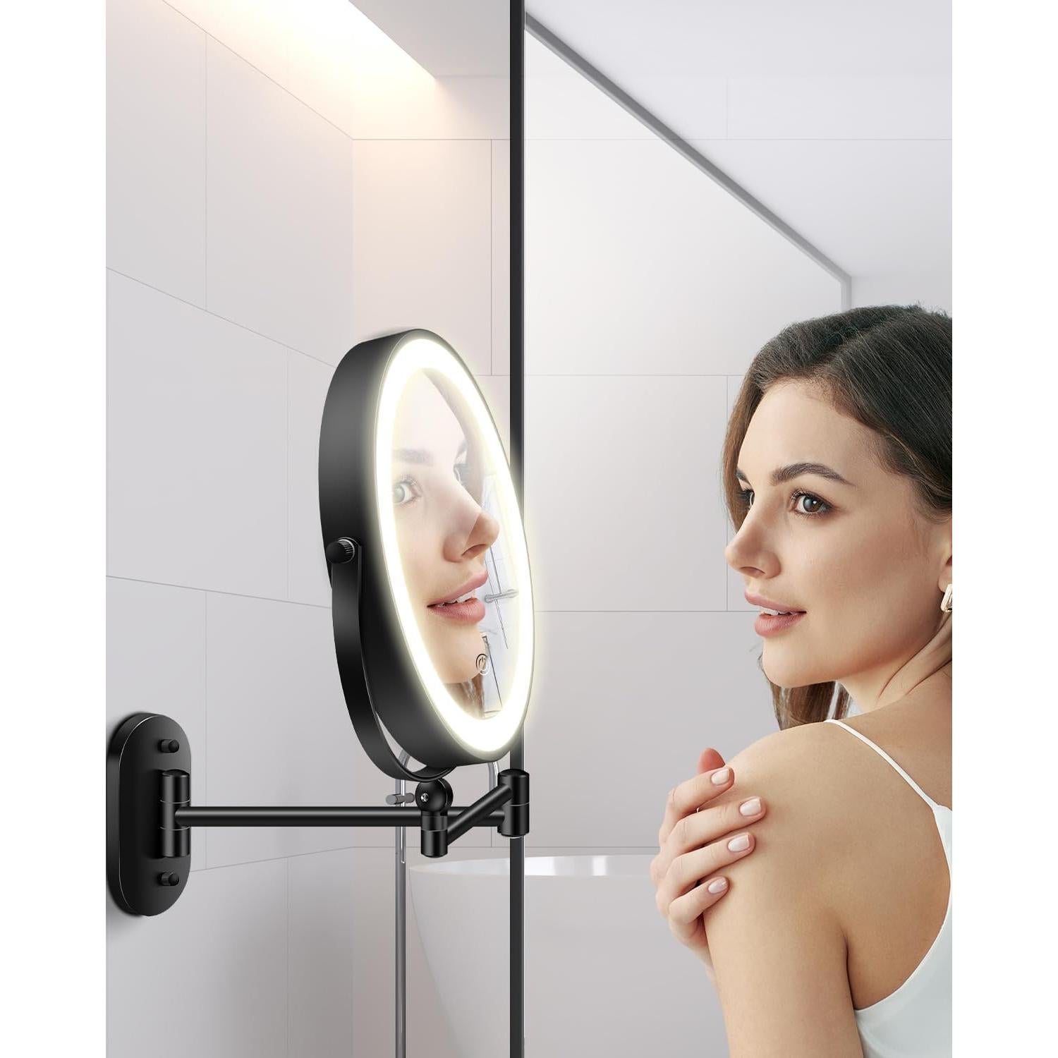 Espejo de Maquillaje Montado en Pared vpu 9" con Luz LED 20X/1X