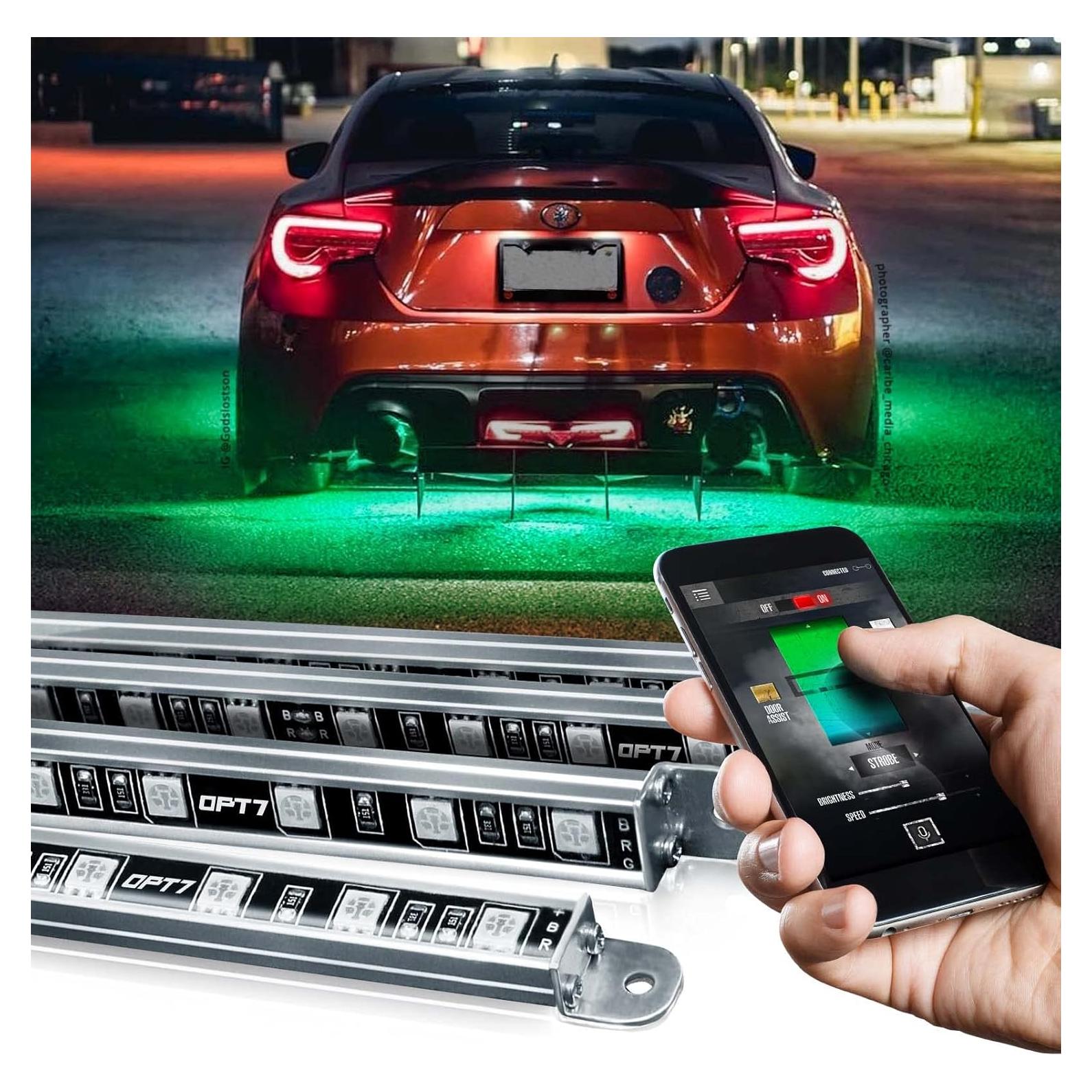 Luces LED Underglow OPT7 Aura Pro RGB 4 PCS Impermeables