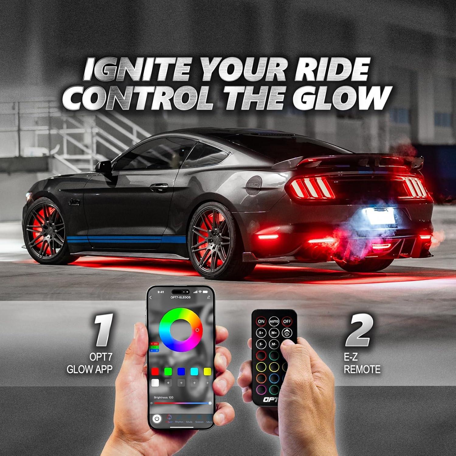 Luces LED Underglow OPT7 Aura Pro RGB 4 PCS Impermeables