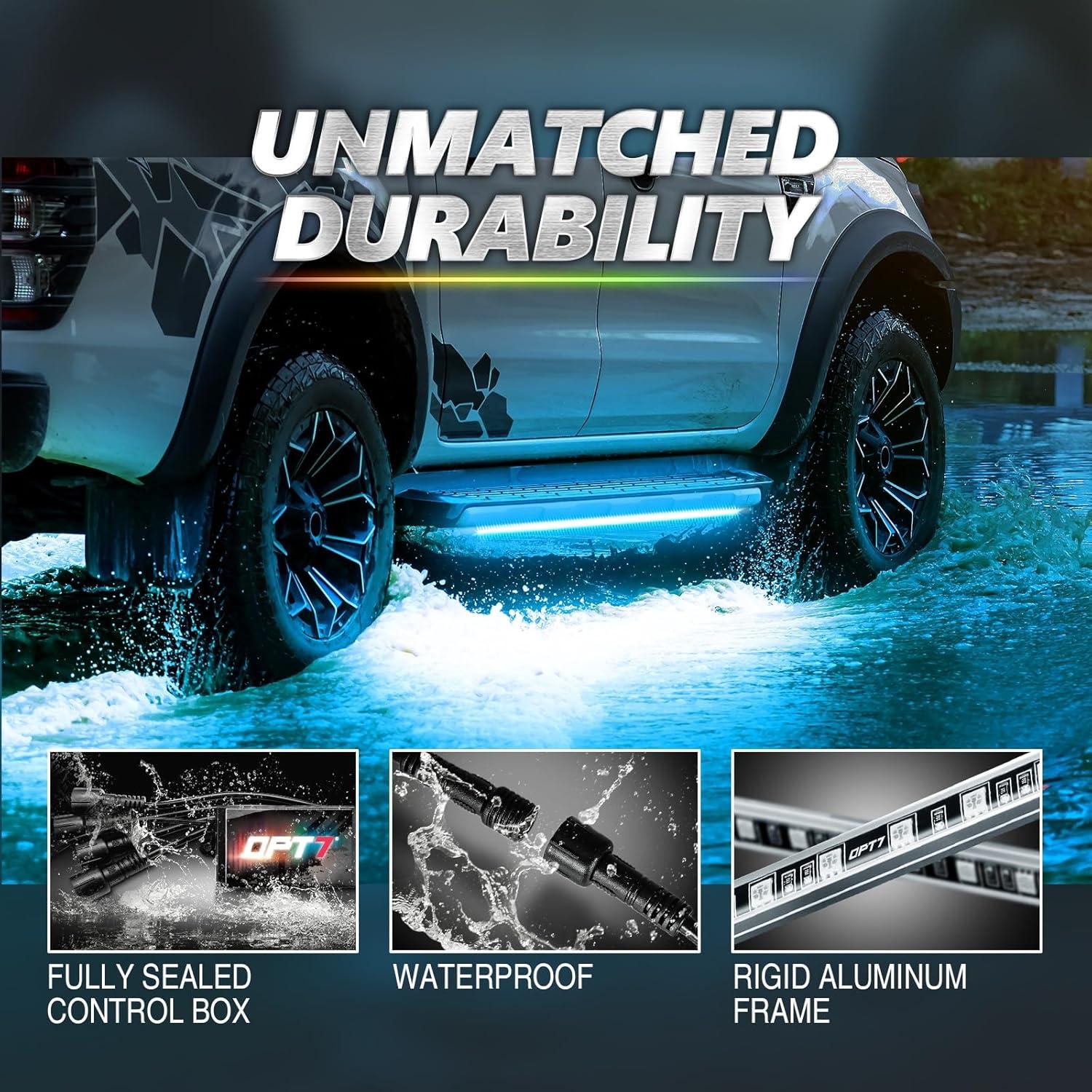 Luces LED Underglow OPT7 Aura Pro RGB 4 PCS Impermeables