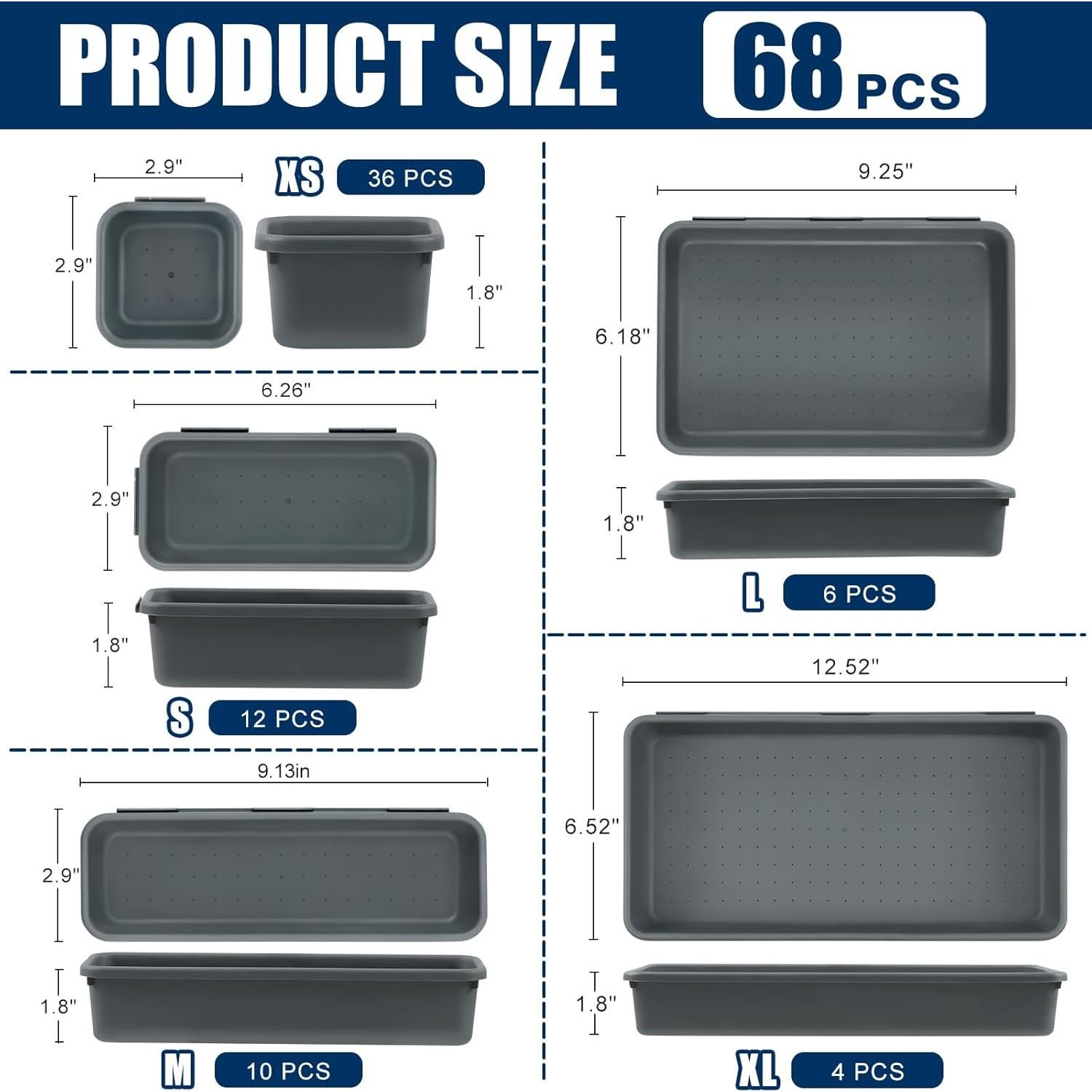 Organizador de Bandeja para Caja de Herramientas TaoTazon 68PCS