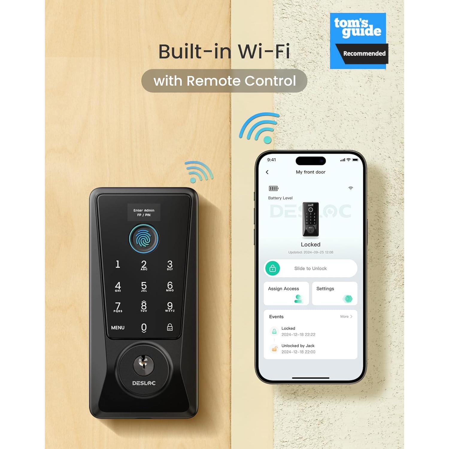 Cerradura Inteligente DESLOC D110 Plus Wi-Fi Huella Dactilar