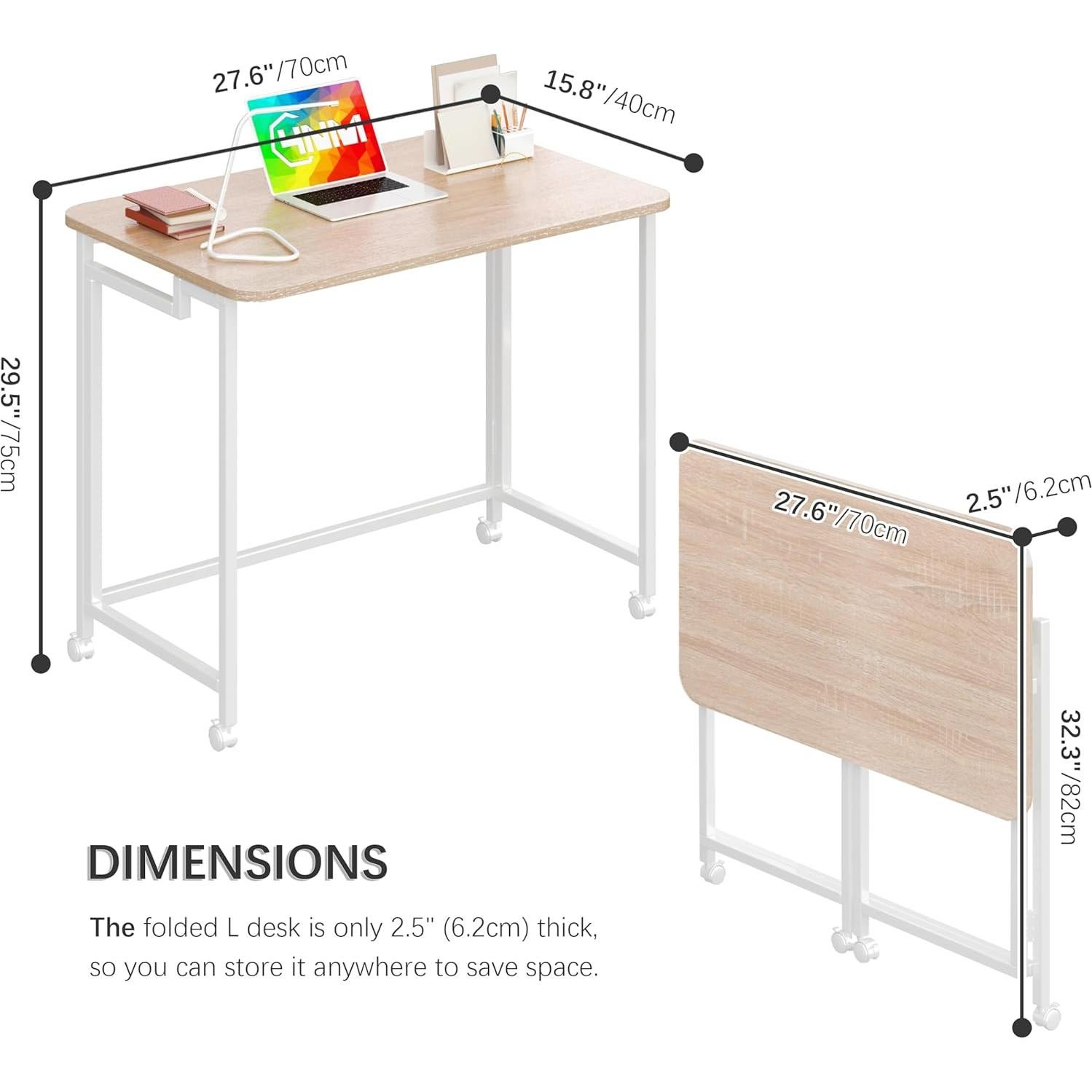 Escritorio Plegable 4NM DD002-4LXZ Natural y Blanco 69.85cm