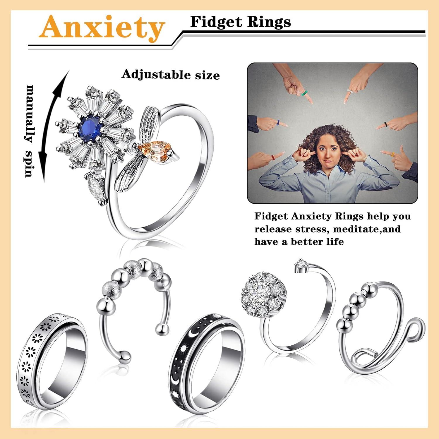 MTLEE 12 Anillos Antiestrés Acero Inoxidable y Titanio