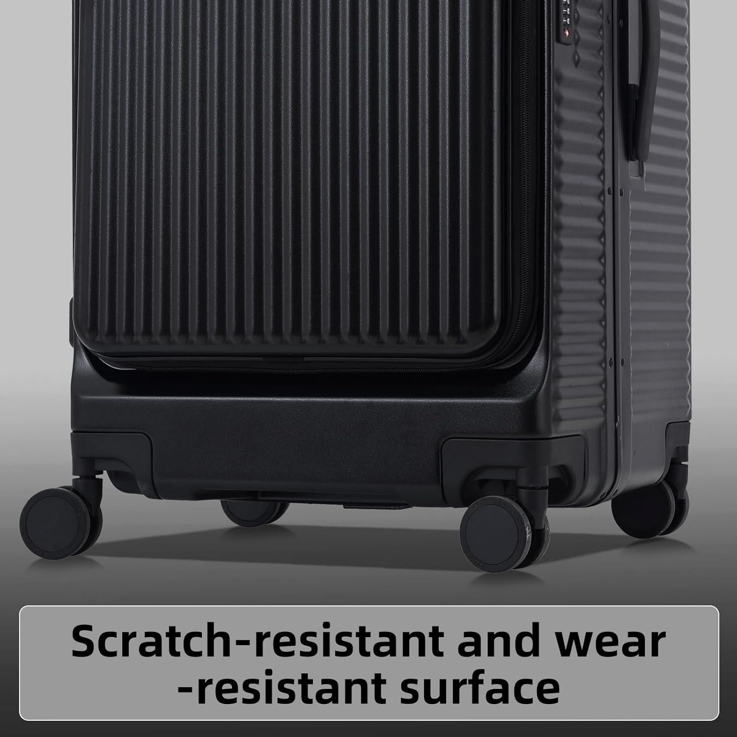 Juego de Maletas Kaleenie 20/29 Pulgadas Negro con Apertura Lateral