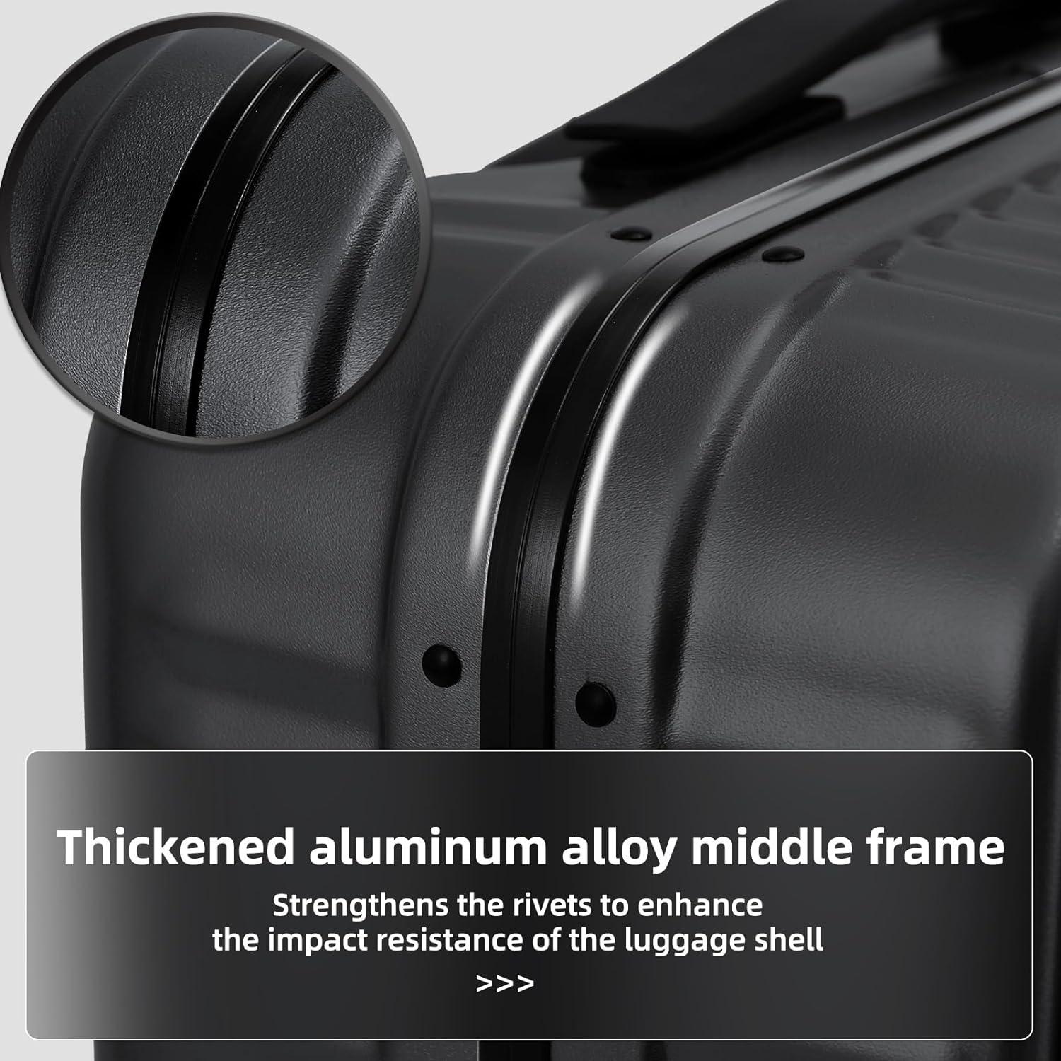 Juego de Maletas Kaleenie 20/29 Pulgadas Negro con Apertura Lateral