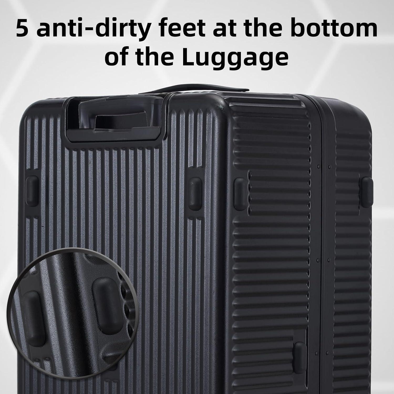 Juego de Maletas Kaleenie 20/29 Pulgadas Negro con Apertura Lateral