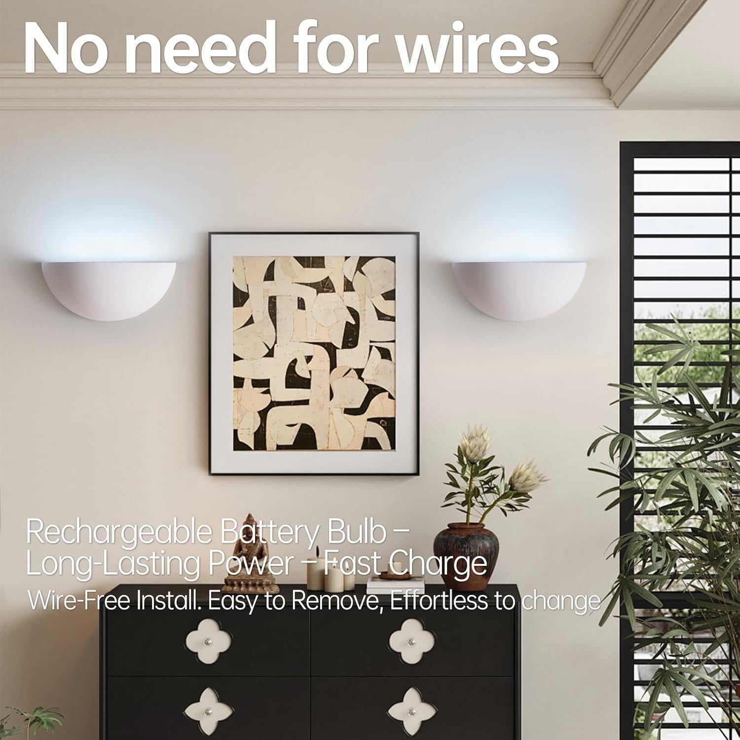 Aplique de pared recargable Nusran, luz minimalista 12 colores