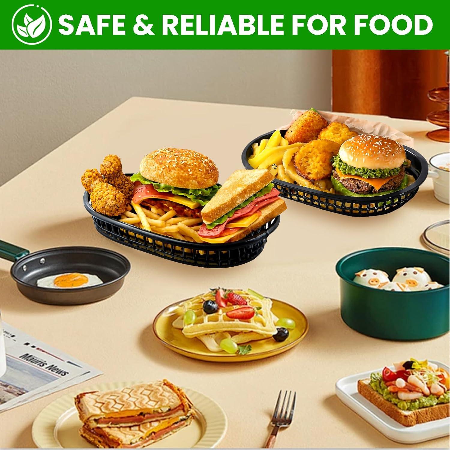 60 Cestas de Comida Rápida Negras Jaoruizer 27x17 cm