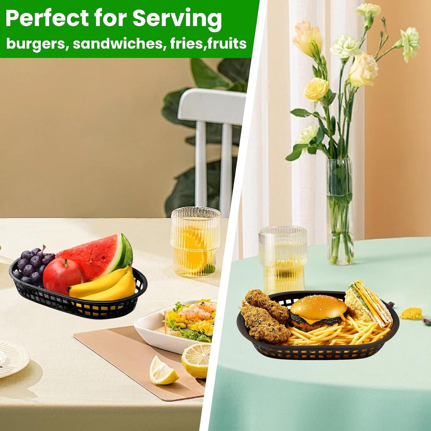 60 Cestas de Comida Rápida Negras Jaoruizer 27x17 cm