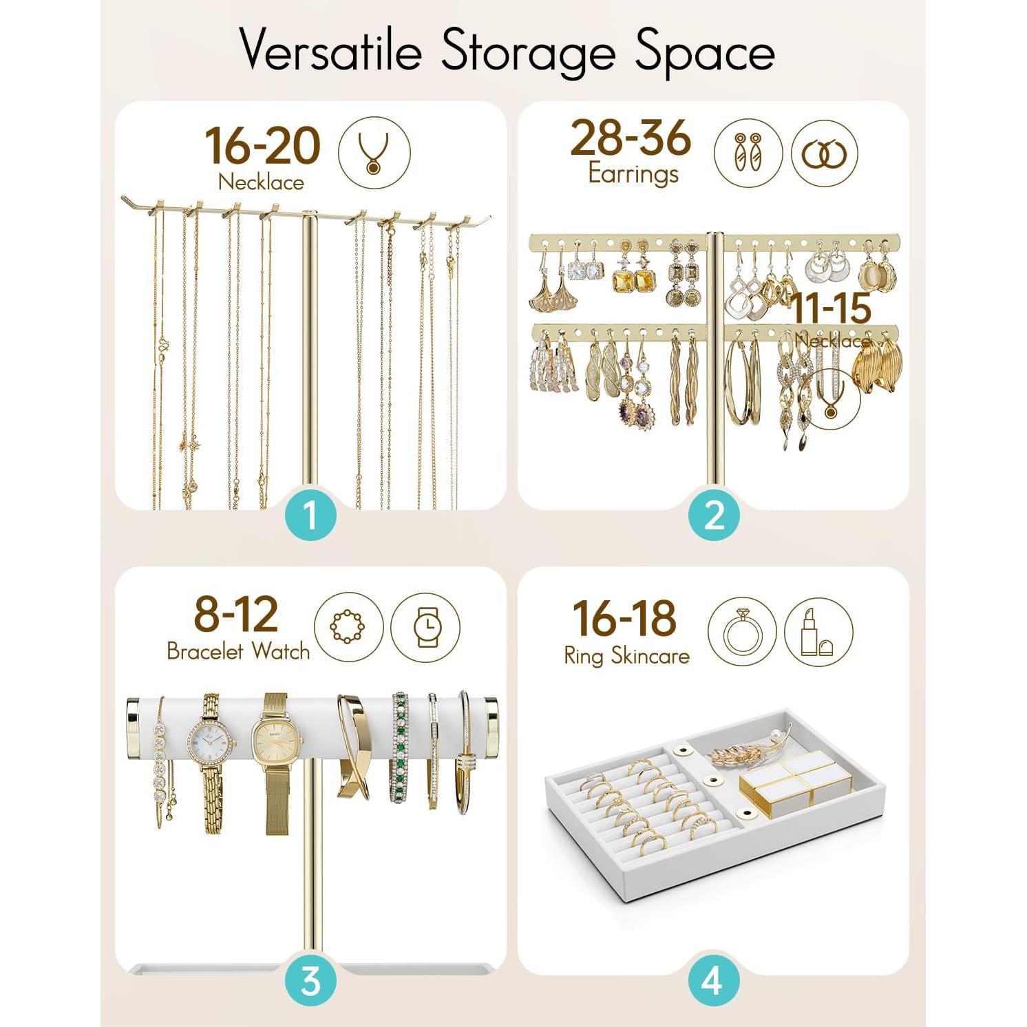 Organizador de Joyería Vlando 3 Niveles Cuero Blanco