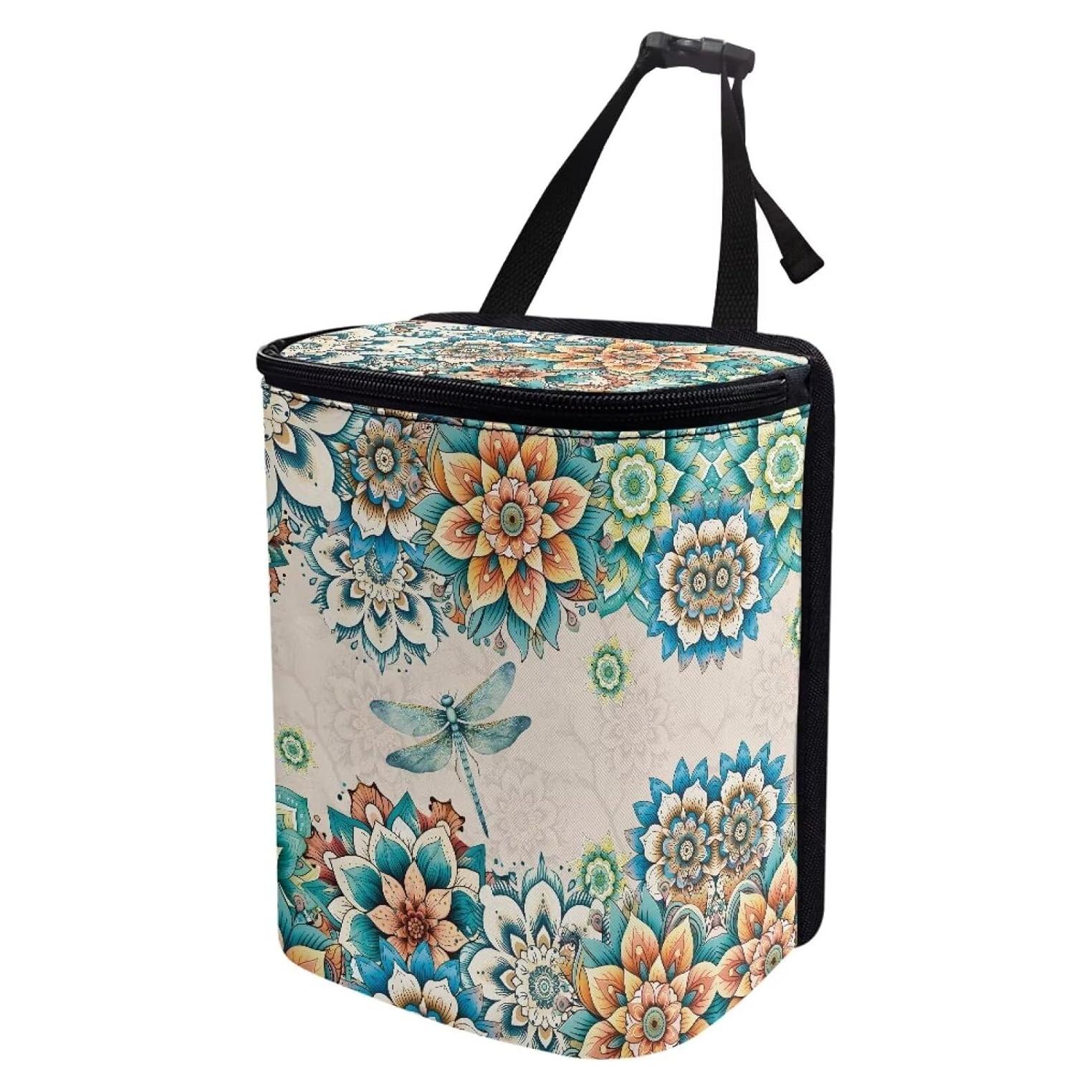 Basurero para Auto DISNIMO Boho Floral Libélula Impermeable