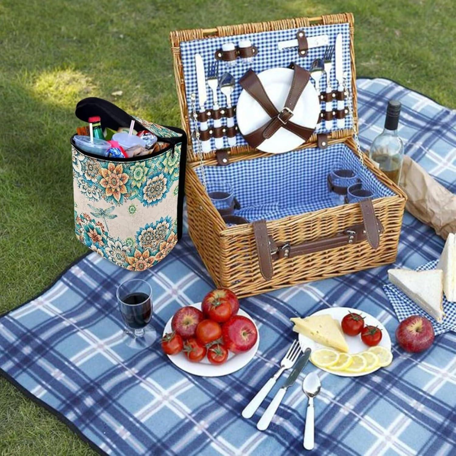 Basurero para Auto DISNIMO Boho Floral Libélula Impermeable