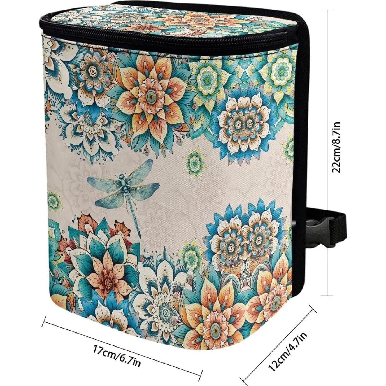 Basurero para Auto DISNIMO Boho Floral Libélula Impermeable