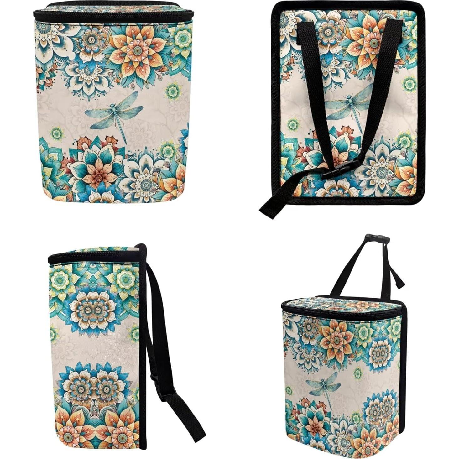 Basurero para Auto DISNIMO Boho Floral Libélula Impermeable