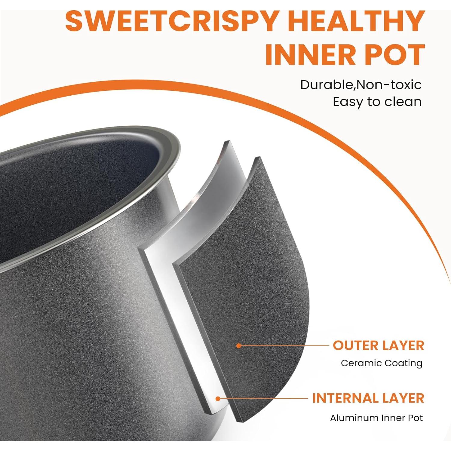 Olla de presión eléctrica Sweetcrispy 6L 12 en 1 acero inoxidable