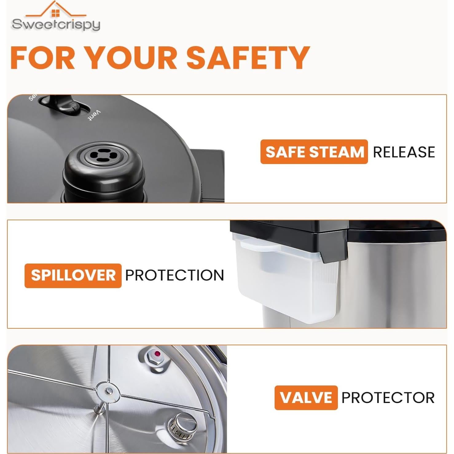 Olla de presión eléctrica Sweetcrispy 6L 12 en 1 acero inoxidable