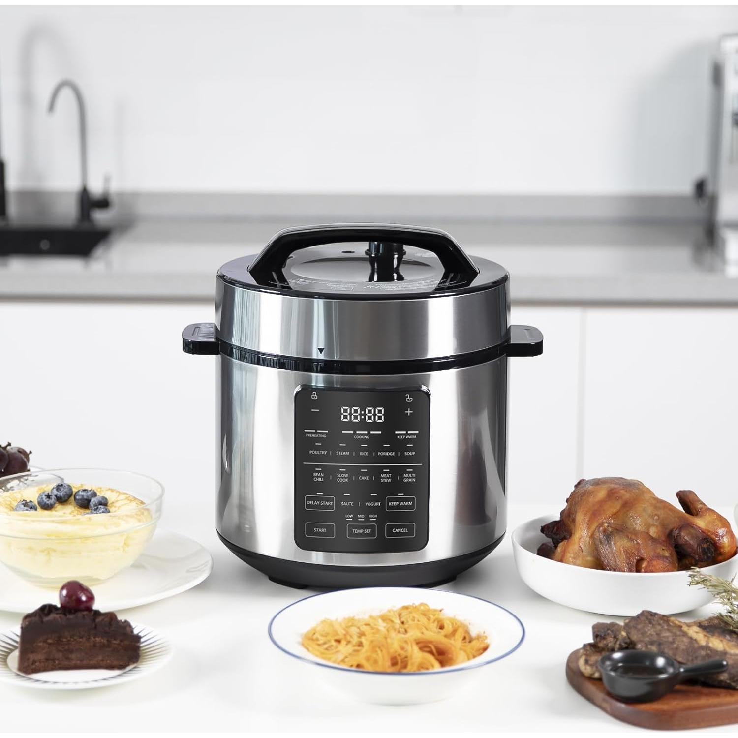 Olla de presión eléctrica Sweetcrispy 6L 12 en 1 acero inoxidable