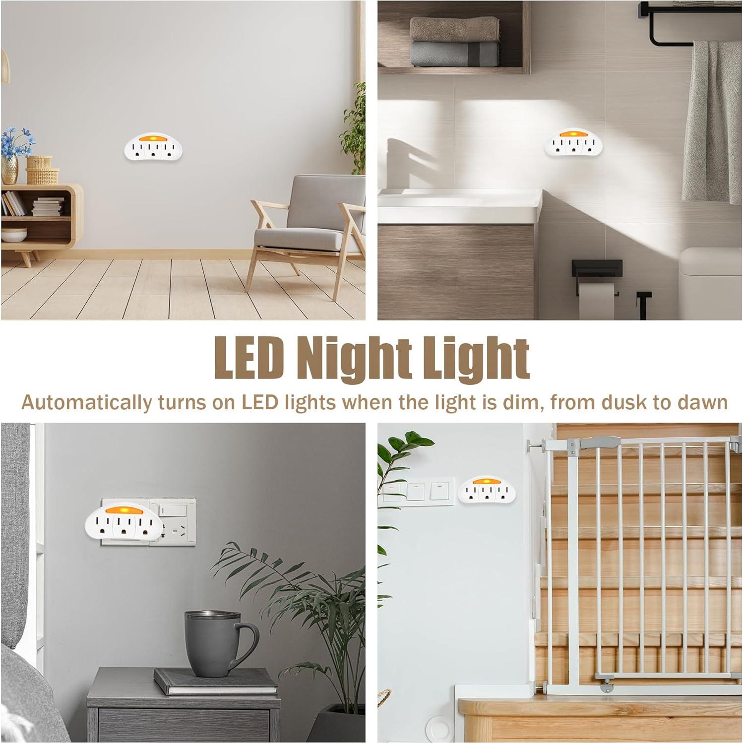 Divisor de Enchufe 3 Clavijas Togconn con Luz Nocturna ETL