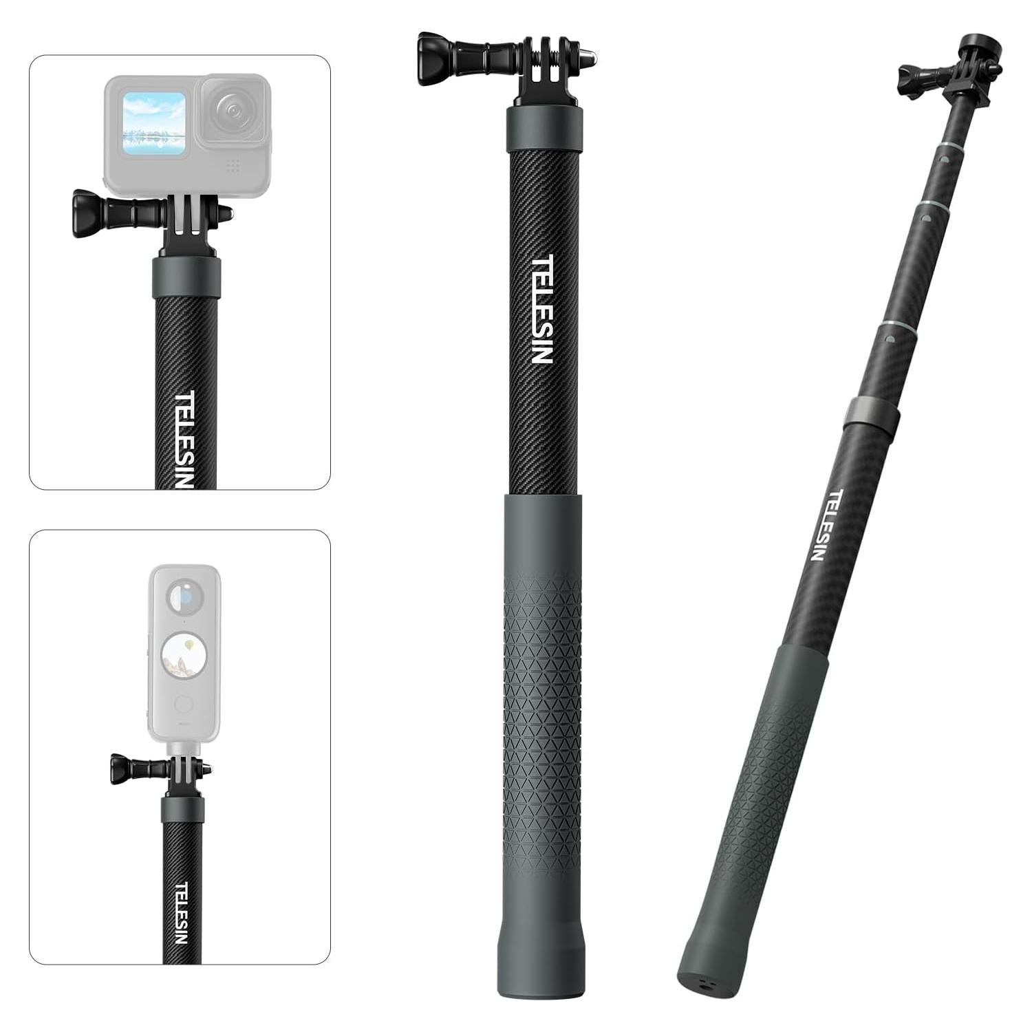 Bastón de Selfie Telescópico AFAITH 1.2m Fibra de Carbono