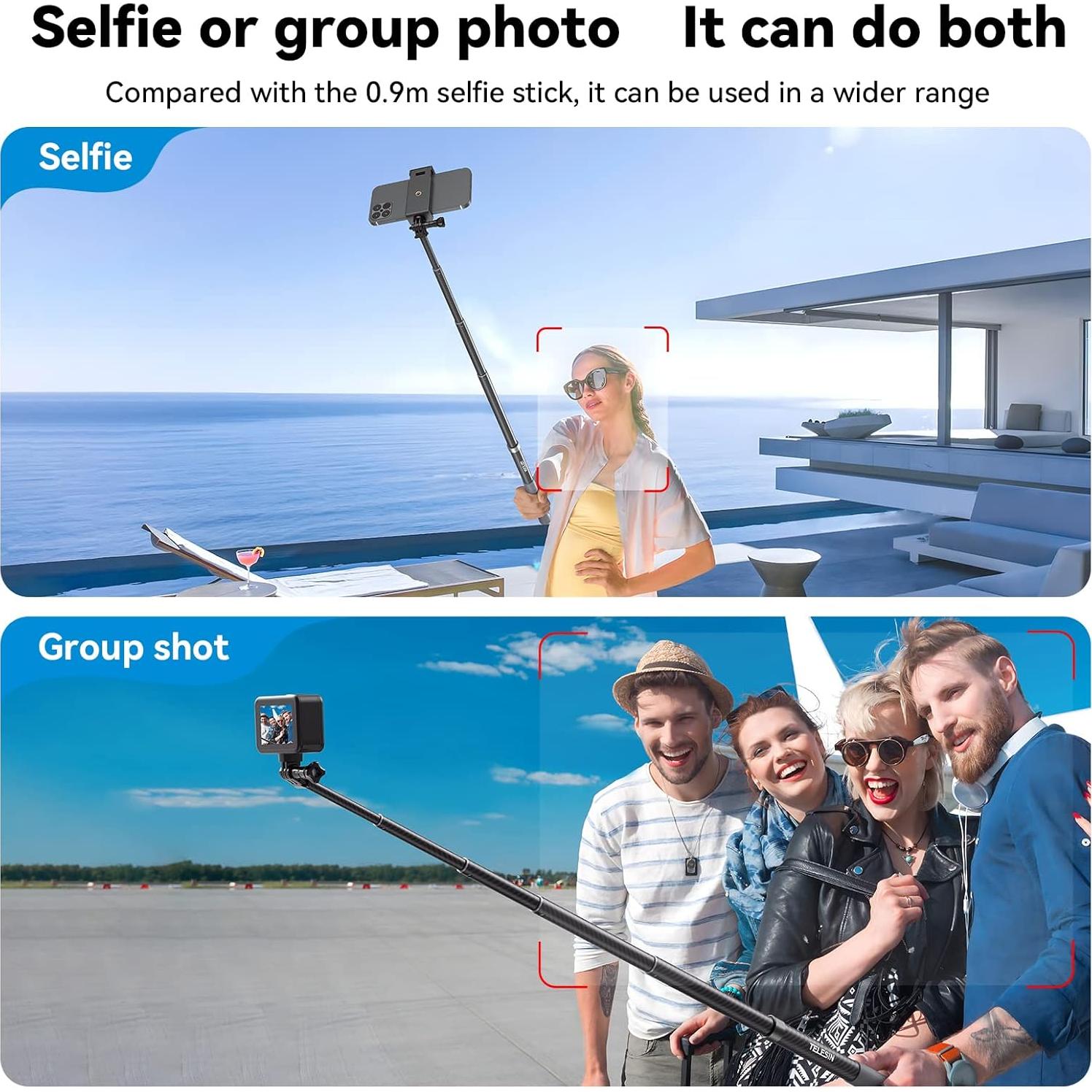 Bastón de Selfie Telescópico AFAITH 1.2m Fibra de Carbono