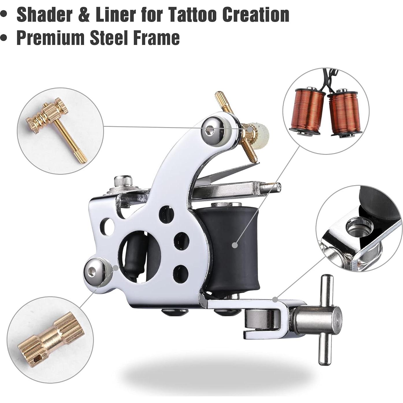 Kit de Tatuaje Completo AW - 2 Máquinas, 40 Tintas, Accesorios