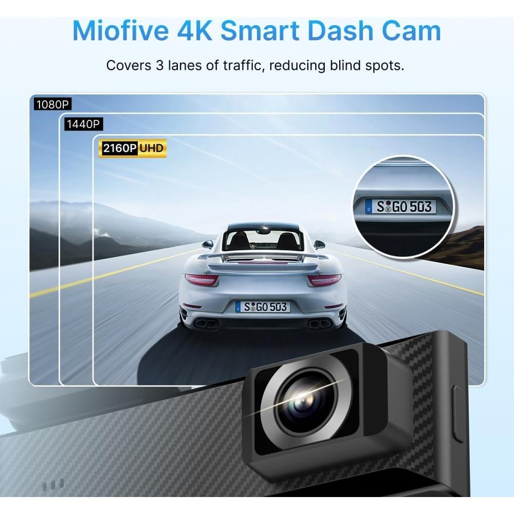 Cámara de Tablero Miofive Mini S 4K UHD con GPS y Wi-Fi