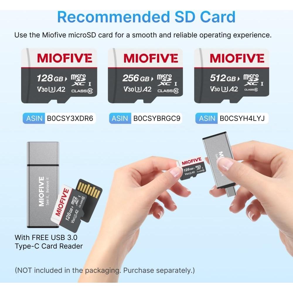 Cámara de Tablero Miofive Mini S 4K UHD con GPS y Wi-Fi